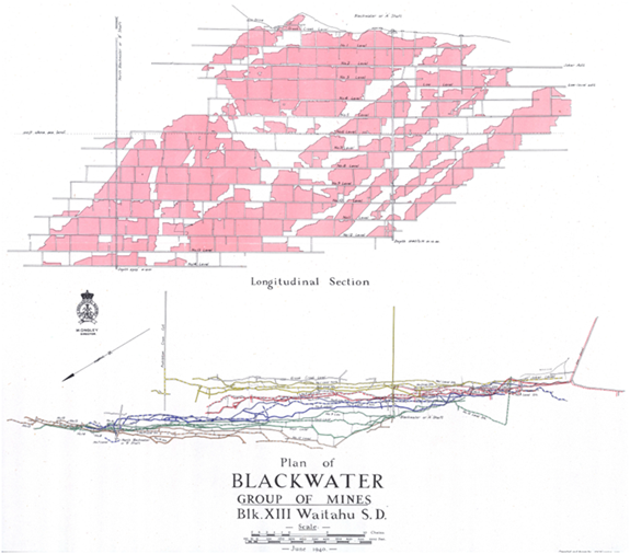 Slide long section and plan view old workings Slide long section and plan view old workings